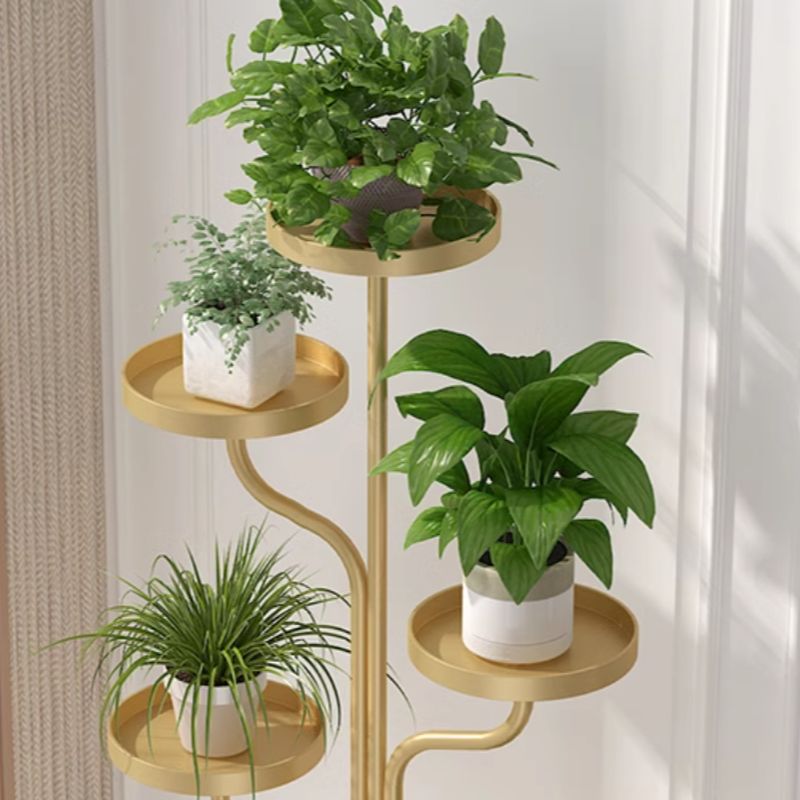 Elegant 5-Tier White Round Metal Plant Stand for Indoor Living Room Display
