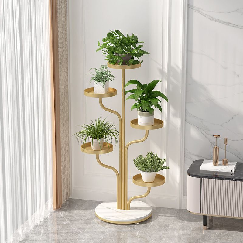 Elegant 5-Tier White Round Metal Plant Stand for Indoor Living Room Display