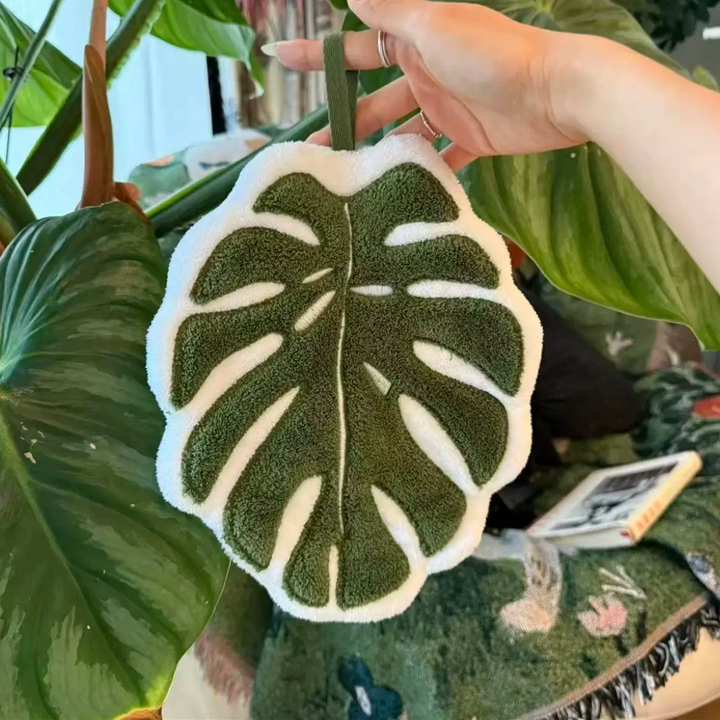 Houseplant Coral Fleece Hand Towel