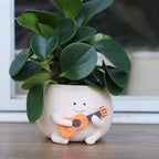 Smiley Guitar Planter with Drain Hole