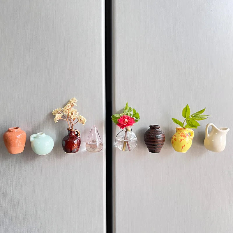 Mini Ceramic Vase Fridge Magnet – Cute Nature Decorative Ornament