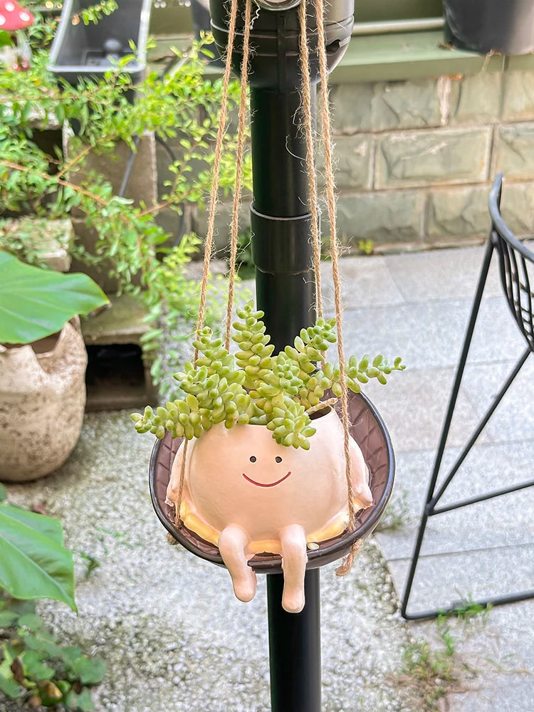 Smiley Face Swing Hammock Hanging Planter