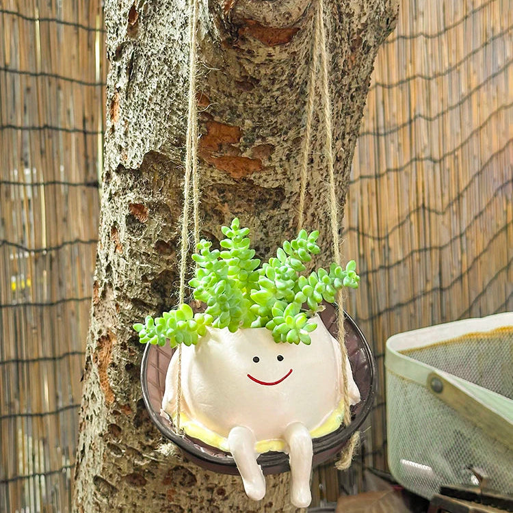 Smiley Face Swing Hammock Hanging Planter