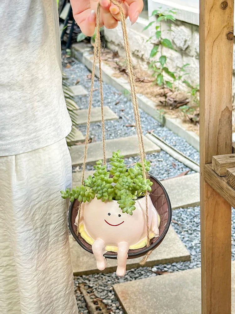 Smiley Face Swing Hammock Hanging Planter