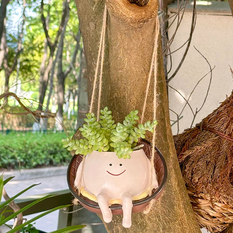 Smiley Face Swing Hammock Hanging Planter