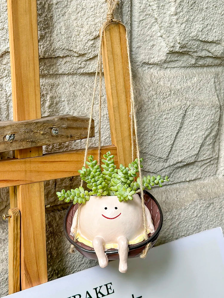 Smiley Face Swing Hammock Hanging Planter