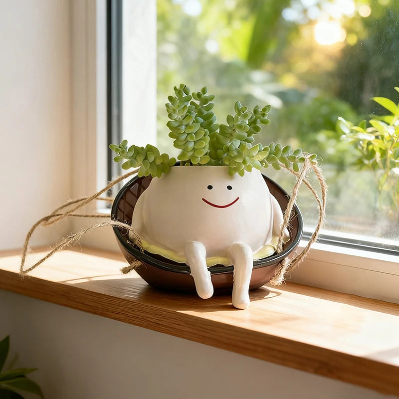 Smiley Face Swing Hammock Hanging Planter