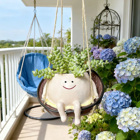Smiley Face Swing Hammock Hanging Planter