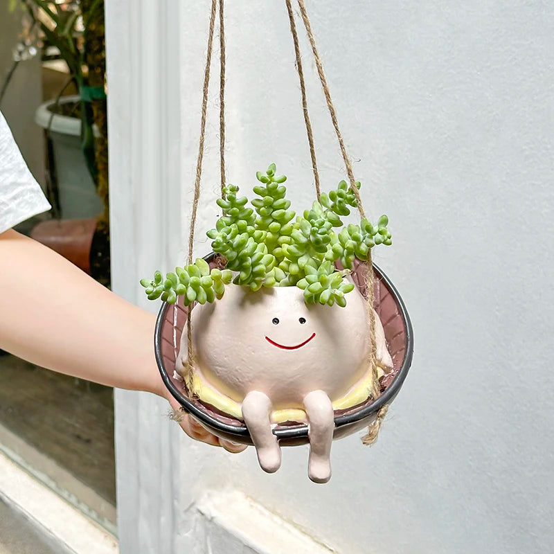 Smiley Face Swing Hammock Hanging Planter