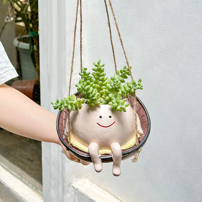 Smiley Face Swing Hammock Hanging Planter