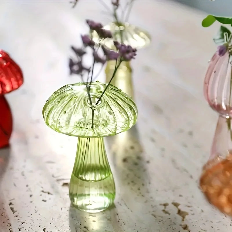 Mushroom Shaped Glass Bud Vase