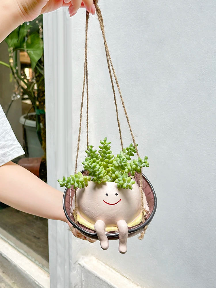 Smiley Face Swing Hammock Hanging Planter