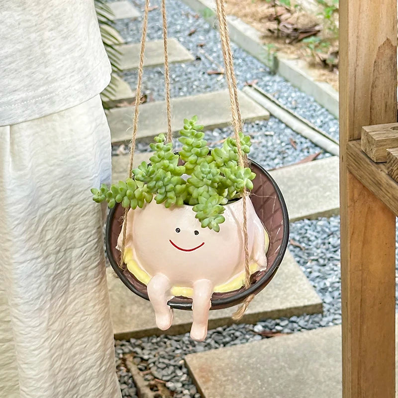 Smiley Face Swing Hammock Hanging Planter