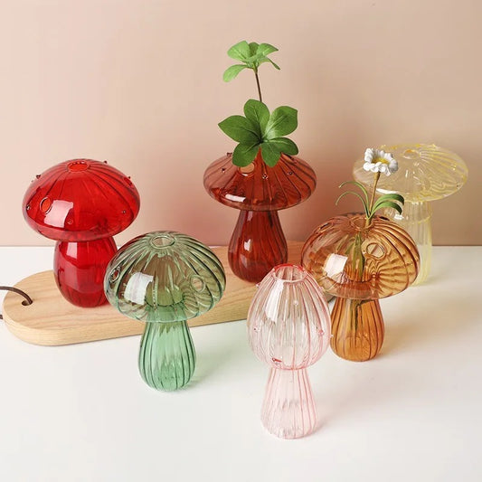 Mushroom Shaped Glass Bud Vase